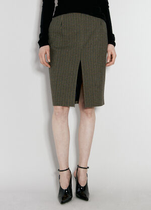 TOTEME Wool-Blend Checked Midi Skirt Blue tot0257015