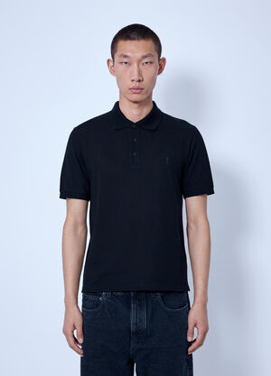 Saint Laurent Embroidered Logo Polo Shirt Black sla0166016