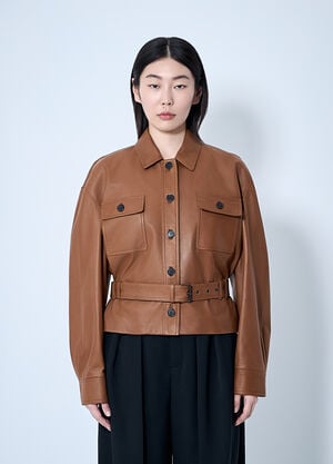 Saint Laurent Saharienne Short Leather Jacket Beige sla0259013