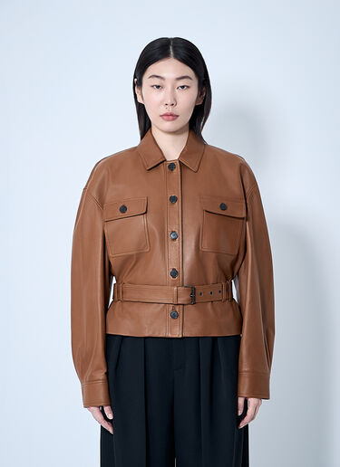 Saint Laurent Saharienne Short Leather Jacket Beige sla0259013
