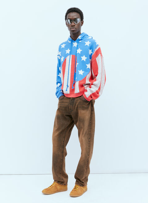 The Elder Statesman Stars And Stripe Swirls Hooded Sweatshirt Green tes0150001