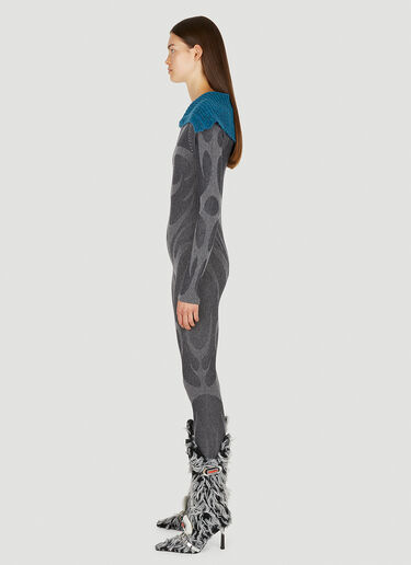 Paolina Russo Illusion Knit Catsuit Grey plr0250002