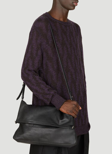 Dries Van Noten Leather Flap-Over Tote Bag Black dvn0156045