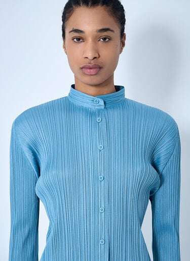 Pleats Please Issey Miyake Pleated Shirt Blue plp0260003