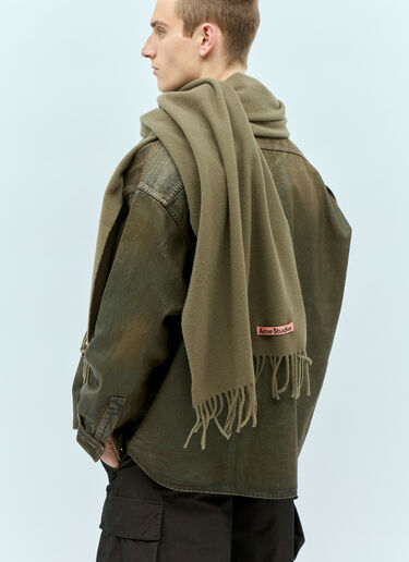 Narrow Fringe Wool Scarf Acne Studios Narrow Fringe Wool Scarf Khaki acn0155053