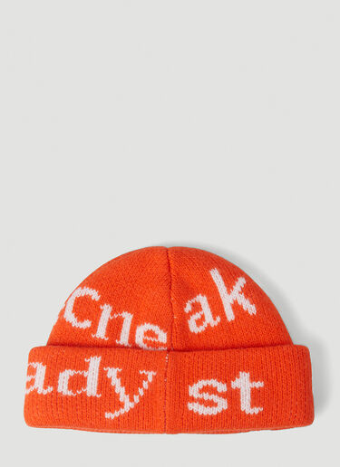 Acne Studios Typo Knit Beanie Hat Orange acn0145015