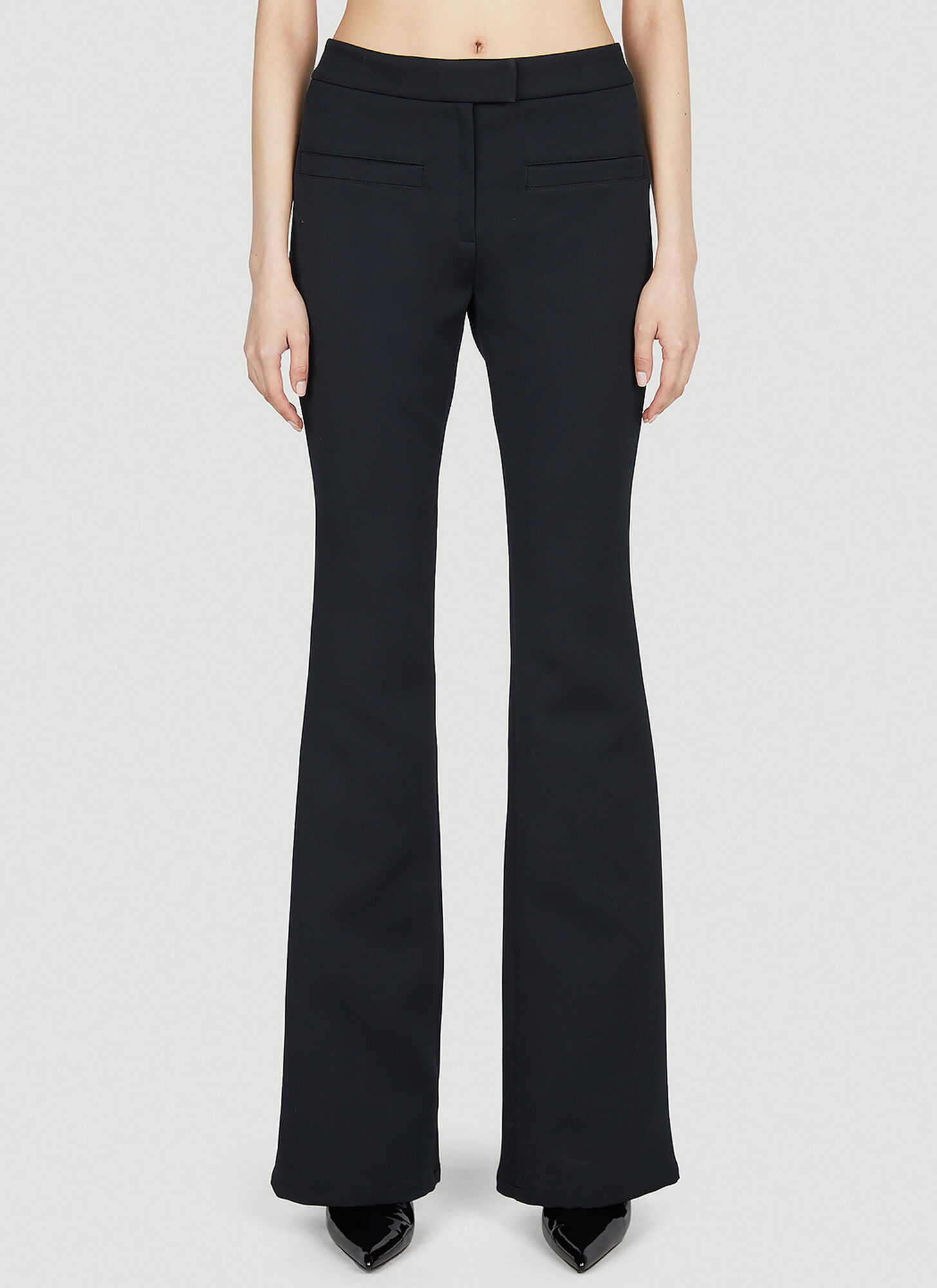 Shop Courrèges Twill Flared Pants In Black