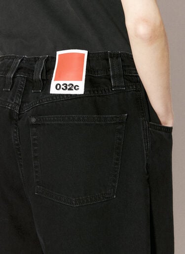 032C ロゴ刺繍バギージーンズ ブラック cee0356001