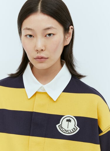 Moncler x Palm Angels 条纹徽标贴饰 Polo 衫  黄色 mpa0255006