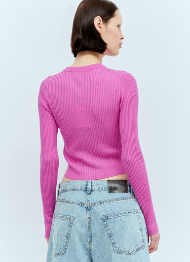 GANNI Mini Ribbed Merino Cardigan Pink gan0256005