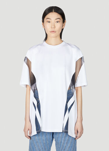 Mugler Sheer Panel T-Shirt White mug0351002