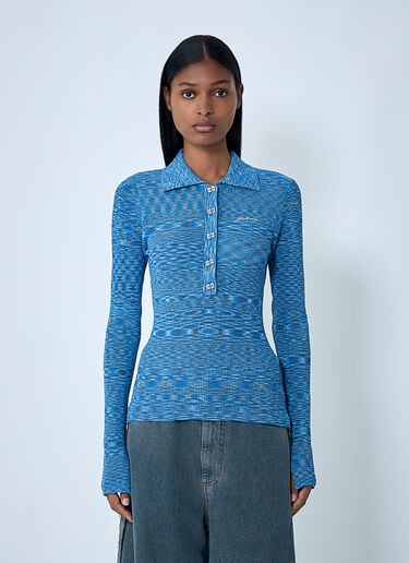 Space-Dyed Polo Sweater GANNI Space-Dyed Polo Sweater Blue gan0262004
