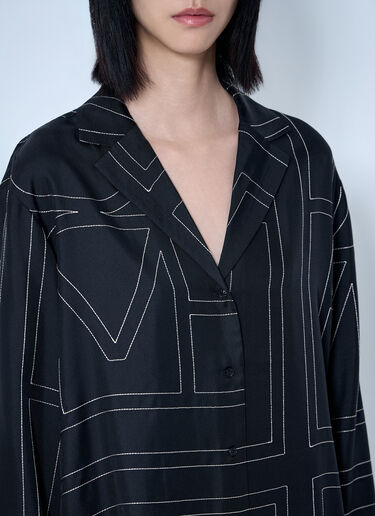 LN-CC® - Toteme: Monogram Silk Pj Shirt - Black Toteme Monogram Silk Pj Shirt Black tot0265078