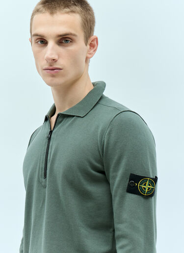 Stone Island Quarter-Zip-Up Knit Sweatshirt Green sto0156086