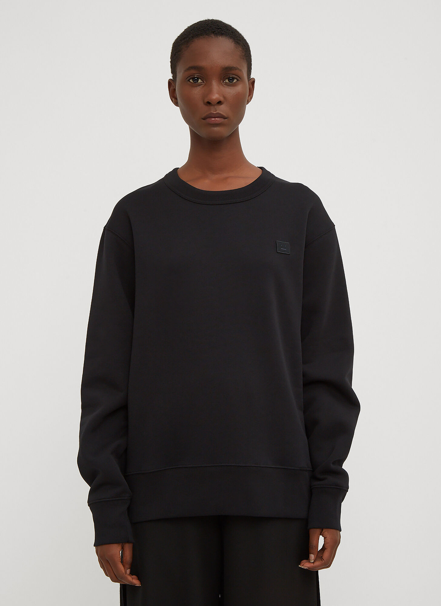 Acne Studios Fairview Oversized Face Embroidered Sweater In Black