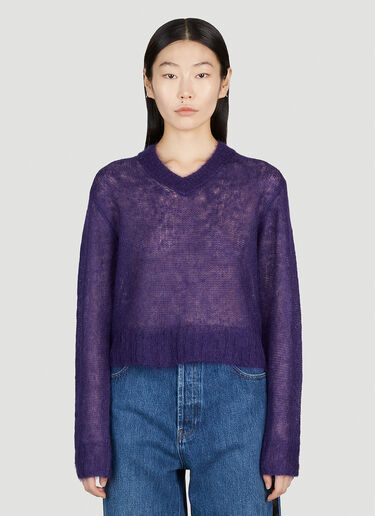 Cropped V-Neck Jumper Acne Studios Cropped V-Neck Jumper Purple acn0252019
