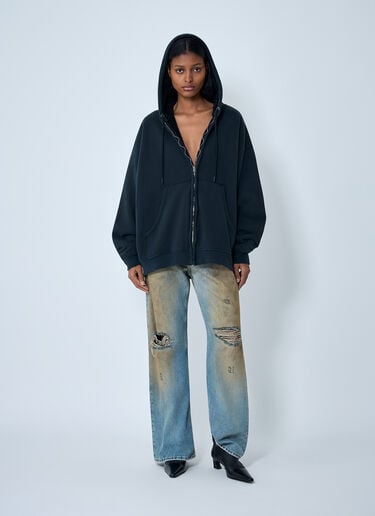 Acne Studios Zip-Up Hooded Sweatshirt Black acn0262028