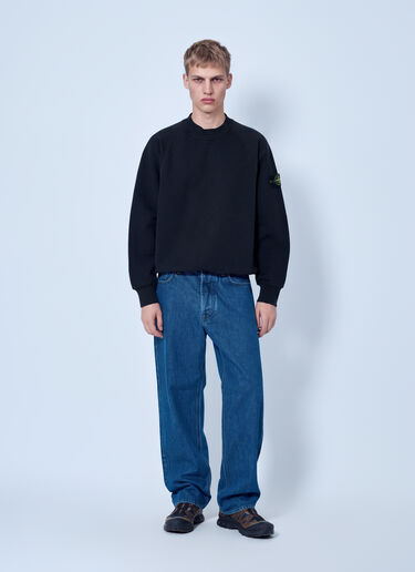 LN-CC® - Stone Island: Crewneck Sweatshirt with Sleeve Logo Patch - Black Stone Island Crewneck Sweatshirt with Sleeve Logo Patch Black sto0165091