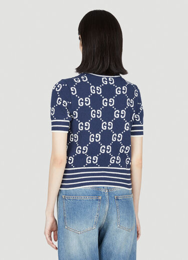 Gucci GG Jacquard Short Sleeve Top Blue guc0253054