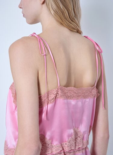 Chloé Camisole Top In Washed Silk Satin & Lace Pink chl0265013