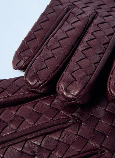 Bottega Veneta Intrecciato Leather Gloves Burgundy bov0159032