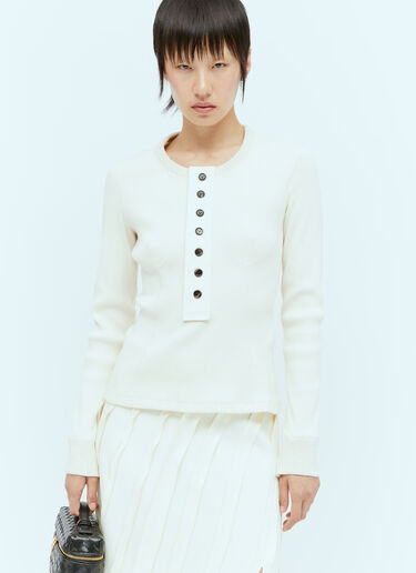 Raised Placket Ribbed Top Bottega Veneta Raised Placket Ribbed Top Beige bov0256027