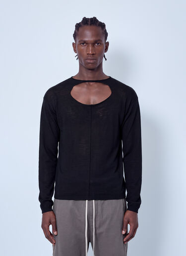 LN-CC® - Rick Owens: Cut-Out Detail Sweater - Black Rick Owens Cut-Out Detail Sweater Black ric0165042