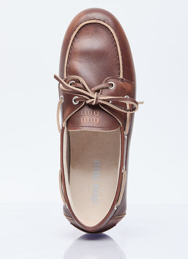 Miu Miu Lace-Up Loafers Brown miu0256013
