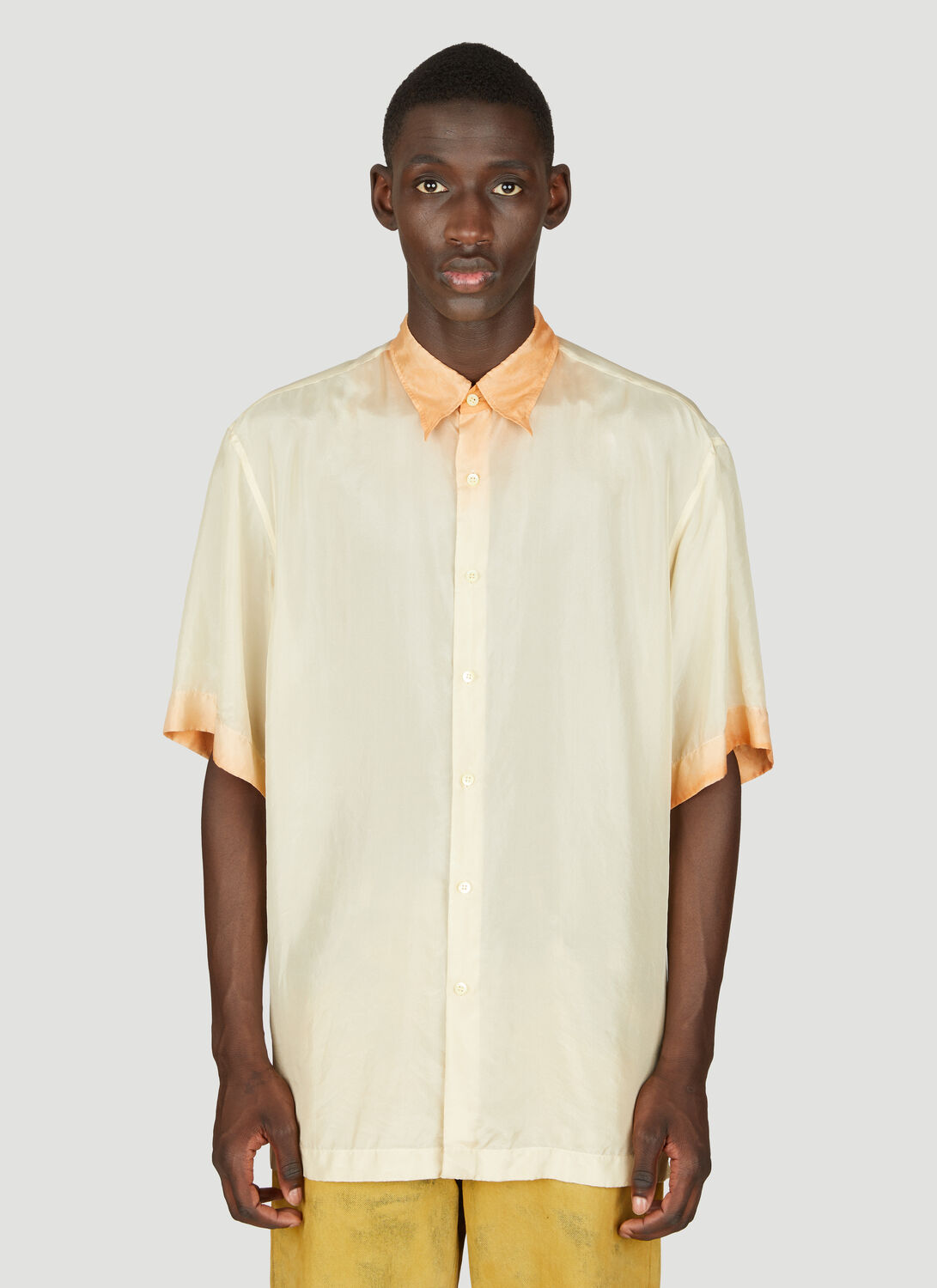 Shop Dries Van Noten Ombre-dyed Silk Shirt In Orange