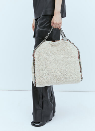 Stella McCartney Faux Shearling 3 Chain Tote Bag Cream stm0254007