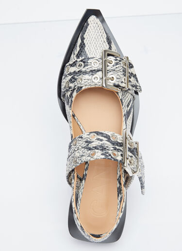 GANNI Chunky Buckle Ballerina Flats Grey gan0254029