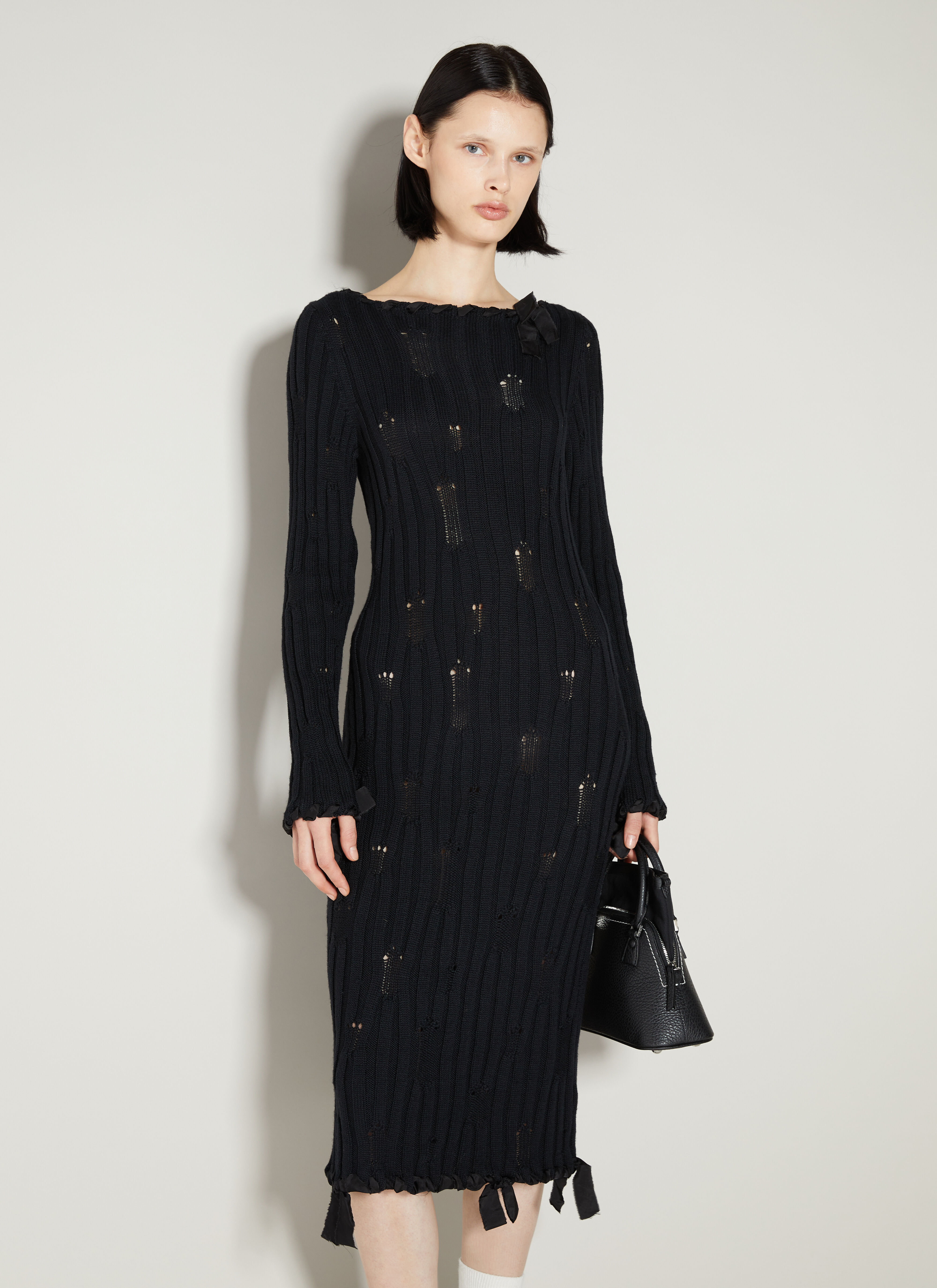 MM6 Maison Margiela Distressed Knit Dress in Black | LN-CC®