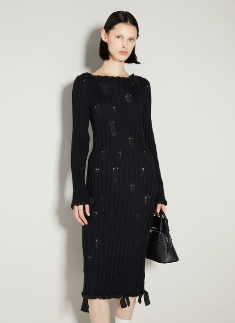 MM6 Maison Margiela Distressed Knit Dress Blue mmm0253017