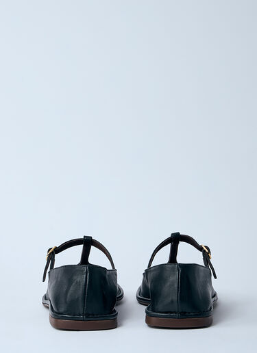 The Row Square T-Strap Flats Black row0260021