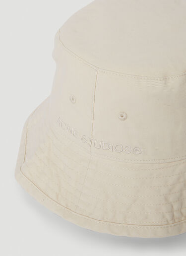 Acne Studios Logo Embroidery Bucket Hat Cream acn0349014