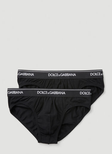 Dolce & Gabbana 로고 밴드 브리프 2개 팩 블랙 dol0147080