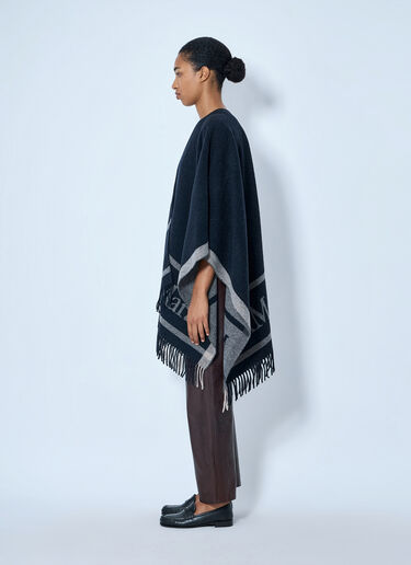 Max Mara Fringed Wool Wrap Navy max0265089