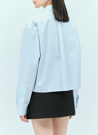 Miu Miu Logo Embroidery Cropped Shirt Blue miu0255010