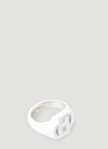 D'heygere Logo Signet Ring White hey0348004