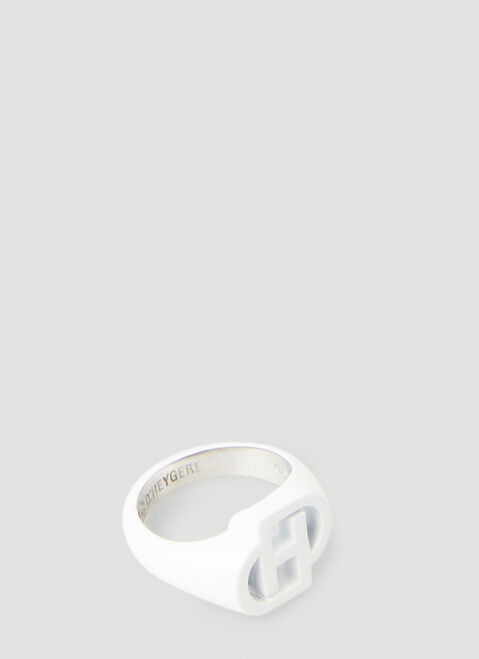 D'heygere Logo Signet Ring White hey0348004