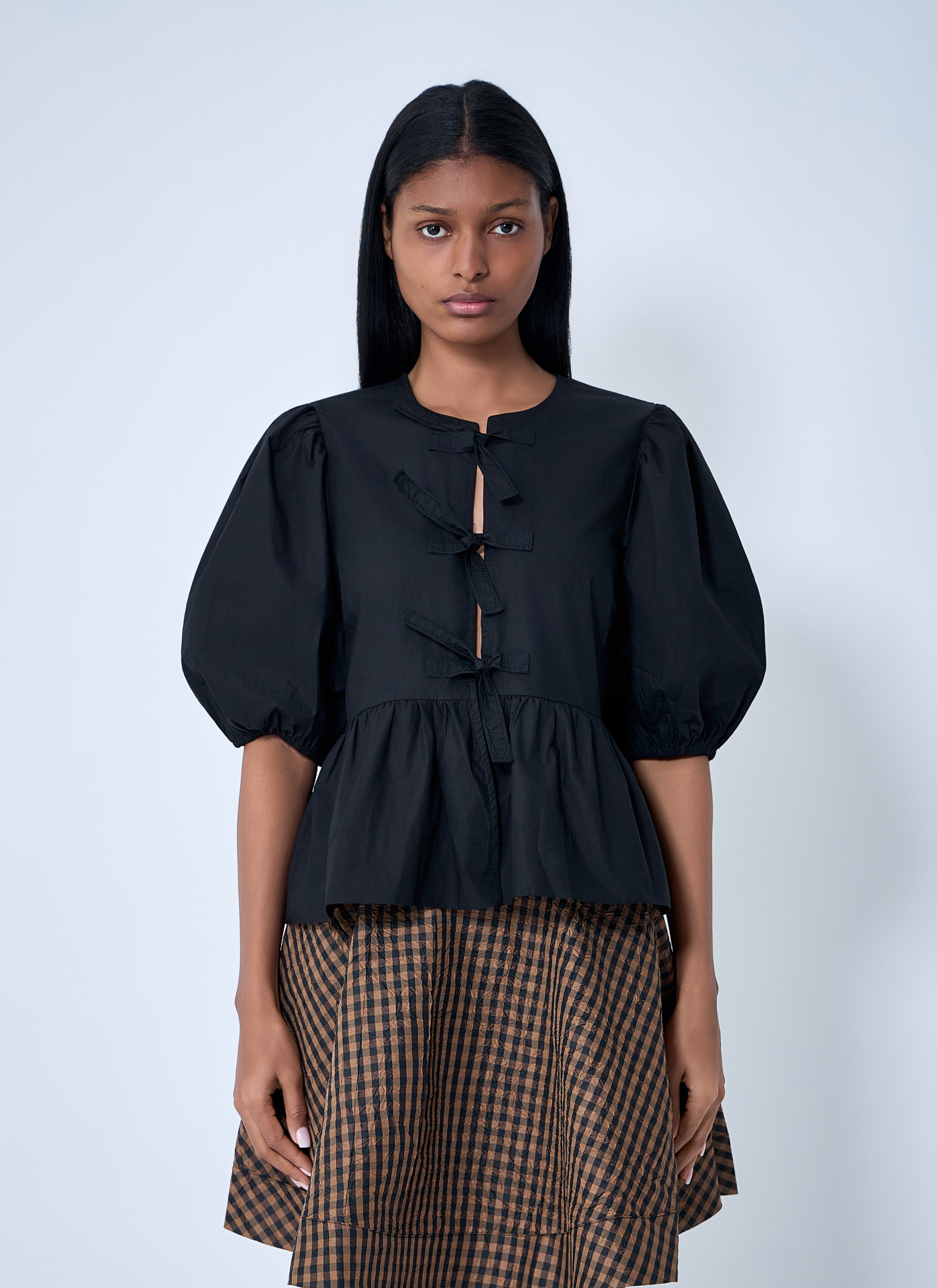 GANNI Women's' Peplum Blouse in Black | LN-CC®