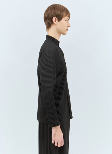 Homme Plissé Issey Miyake Pleated Band Collar Shirt Black hmp0158017