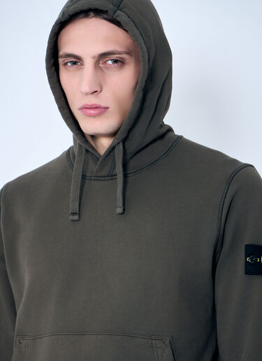 Stone Island Compass Patch Hooded Sweatshirt Green sto0160051