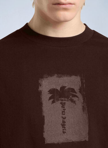 LN-CC® - Palm Angels: Brushed Palm Tree Regular Tee - Brown Palm Angels Brushed Palm Tree Regular Tee Brown pma0166112