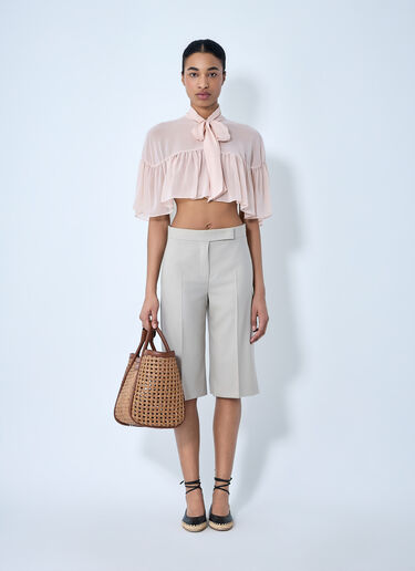 Max Mara Silk Chiffon Cropped Blouse Pink max0264041