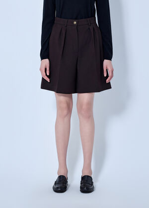 Max Mara Pleated Tailored Shorts Dark Brown max0266041
