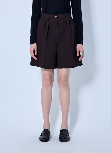 LN-CC® - Max Mara: Pleated Tailored Shorts - Dark Brown Max Mara Pleated Tailored Shorts Dark Brown max0266041
