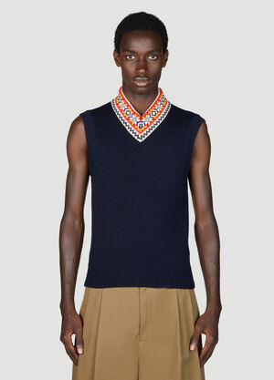 Bottega Veneta Knit Vest With Jacquard Trim Black bov0255023