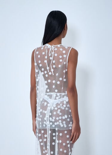 Cecilie Bahnsen Embroidered Sheer Overlay Dress White cec0262025
