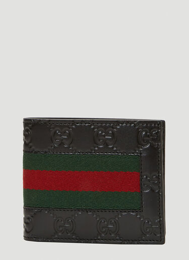 Gucci Bifold Wallet Signature Web Black in Leather - US